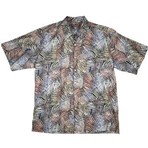 Tori Richard Mens Large Palm Leaf Aloha Shirt Earth Tone Tropical Button Down‎